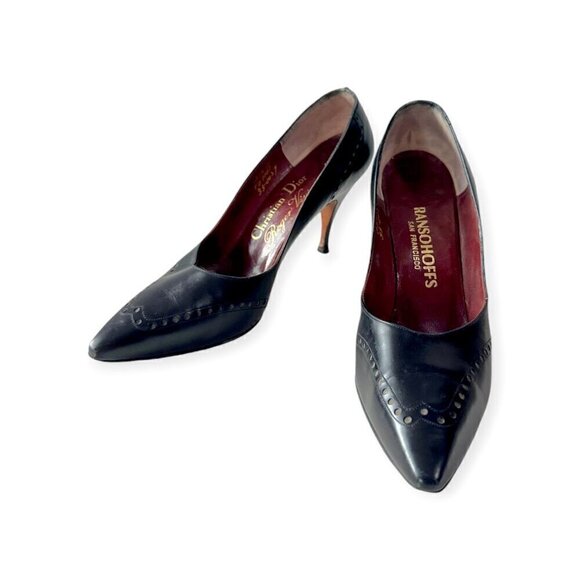 Vintage Christian Dior Roger Vivier Black pumps with perfs. 5.5B, - Picture 3 of 15